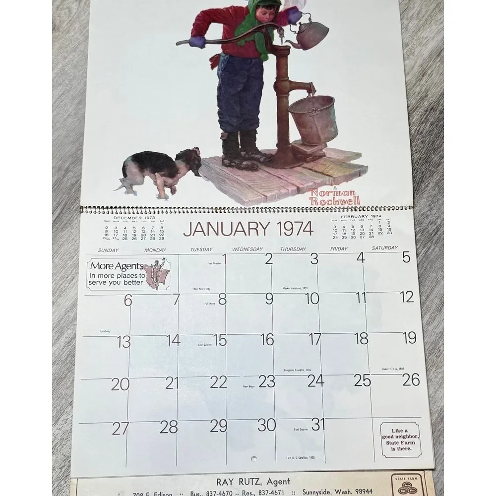 Vintage Norman Rockwell 1974 appointment‎ calendar.